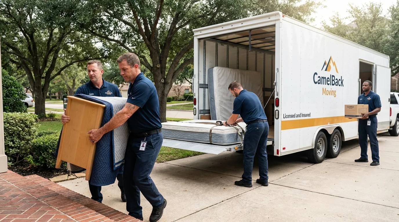 Crew loading residential truck for cross-state move from Hatfield, PA